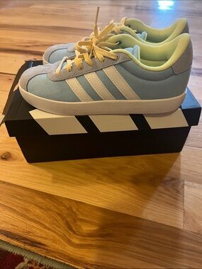 adidas Kids Light Blue and Yellow Low-Top Sneakers